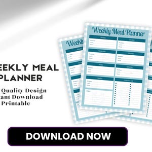 Weekly Meal Planner PDF | Digital Menu Planner & Food Organizer