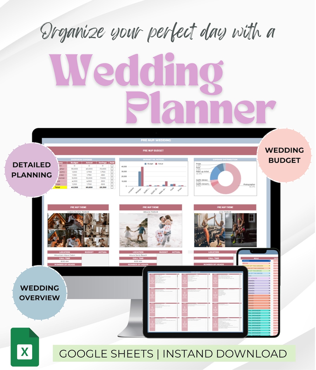 Wedding Planner Google Sheets Template Organized, Budget-friendly ...