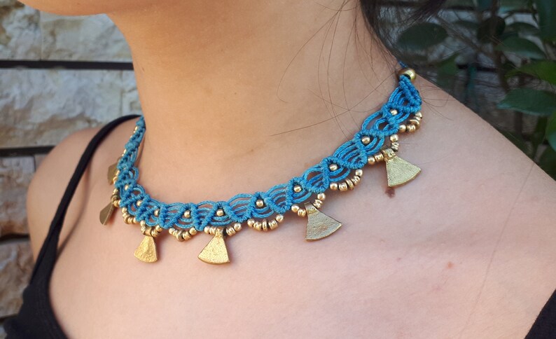 Yoga Jewelry Gift for Her Hippie Necklace Pendant Jewelry hippie Jewelry Boho Style Macram\u00e8 Choker Macram\u00e8 Necklace Macram\u00e8 Jewelry