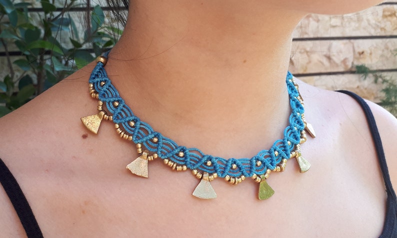 Yoga Jewelry Gift for Her Hippie Necklace Pendant Jewelry hippie Jewelry Boho Style Macram\u00e8 Choker Macram\u00e8 Necklace Macram\u00e8 Jewelry