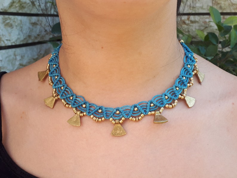 Yoga Jewelry Gift for Her Hippie Necklace Pendant Jewelry hippie Jewelry Boho Style Macram\u00e8 Choker Macram\u00e8 Necklace Macram\u00e8 Jewelry