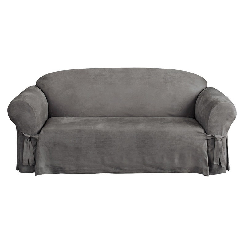 Suede Sofa Slipcover Grey