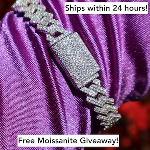 Moissanite Cuban Link 10-8-6 mm Chain 925 Sterling Silver Passes Diamond Tester