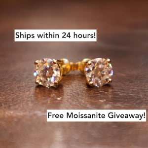 Moissanite Stud Earrings 0.1ct. - 2ct. Round 925 Sterling Silver Passes Diamond Tester
