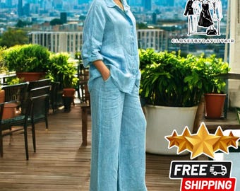 Loose Pants Set for Women | Casual Solid Color | Elegant Autumn Two-Piece Suit | Full Trouser Stylish | Female Outfit Clothes