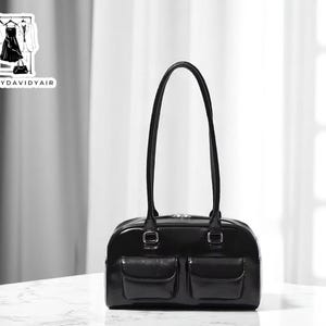 Bolso de hombro con bolsillos / Bolso de piel sintética para mujer / Bolso ligero de uso diario / Bolso de mano con correa larga para debajo del brazo / Bolso de bolos informal