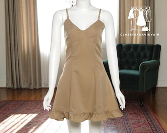 Elegant Sleeveless Lace Dress | Soft Cotton Fabric | Flowy Knee-Length Outfit | Casual & Formal Wear | Low Neck Backless Ruffles