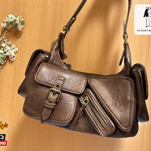 Bolso de hombro Y2K / Bolso de mano de gran capacidad / Bolso de mano moderno para axilas / Cuero sintético de lujo / Cartera clásica para mujer / Estilo punk de moda