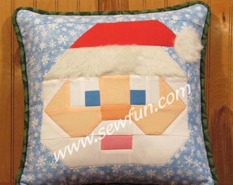 Santa Claus Holiday Pillow Sew Fun® Sewing Pattern, PDF download, Pixel Quilt