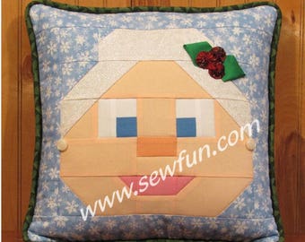 Mrs. Claus Holiday Pillow Sew Fun® Sewing Pattern, PDF download, Pixel Quilt