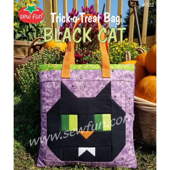 Black Cat Quilted Bag Trick or Treat Tote Bag Sew Fun Sewing