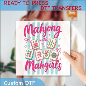 Mahjong Time Dtf Transfer, Festive Mahjong Tile DTF Transfer, Mahgirls Heat Press