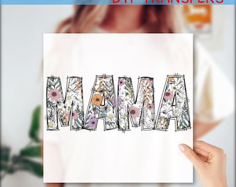 Retro Floral Mama Dtf Transfer, Flower Mama Ready To Press, Cute Mom Dtf, Mothers Day Gift, GF944