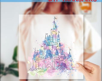 Disney Castle Watercolor Ready to Press, Magical Pastel Dtf, Magic Kingdom Heat Transfer, Disneyland To Press, Disney Castle DTF, GF714