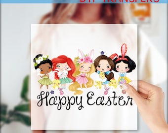 Easter Princess DTF Press, Watercolor Easter Bunny Heat Print, Princess Lover Ready to Press, Easter Eggs Gift DTF, Happy Easter Day, GF371