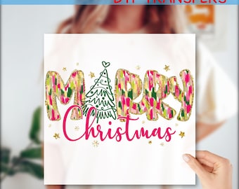 Merry Christmas Dtf Transfer, Jesus Christmas Dtf, Merry Christmas Glitter Tree Dtf Prints, Full Color Heat Transfer, GF783