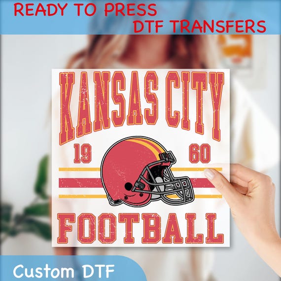 Chiefs Football DTF Transfer, Vintage Kansas City Ready To Press, Retro Kansas City Football DTF Print, Chiefs Kansas Fans Heat Press, GF293
