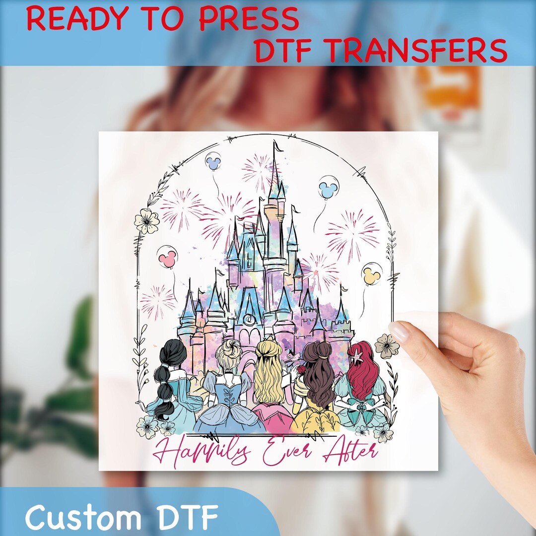 Happily Ever After DTF, Princess Colorful Castle Transfer, Princess and ...