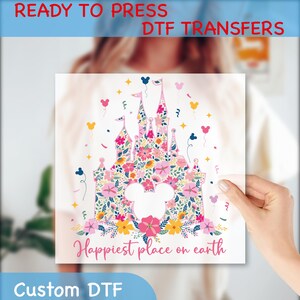 Happiest Place on Earth Ready To Press, Disney Floral Castle DTF Print, Magical Castle DTF Transfer, Most Magical Place DTF, GF345