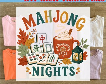 Mahjong Nights Dtf Transfer, Autumn Fall Mahjong Dtf Transfer, Ready to Press, Mahgirls Heat Press