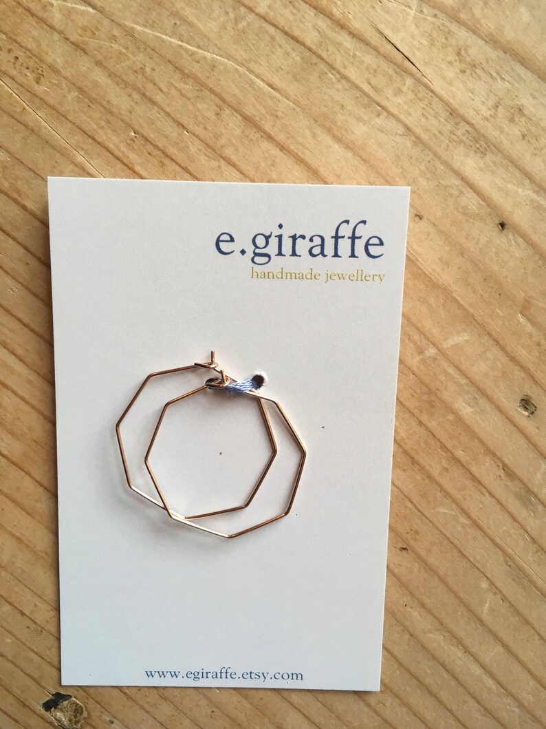 Rose Gold Silver Hexagon Hoop Earrings Minimalist Geometric Jewellery