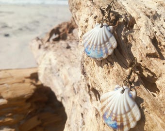 SCALLOP SHELL earrings, Ceramic Shells, Camino memorabilia, Pilgrim's jewellery