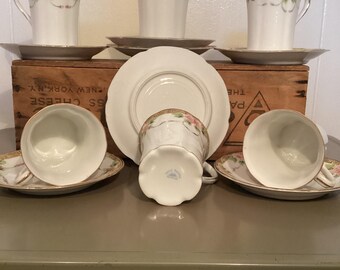 Antique Nippon Hot Chocolate Set, Hand Painted Floral Tea Service