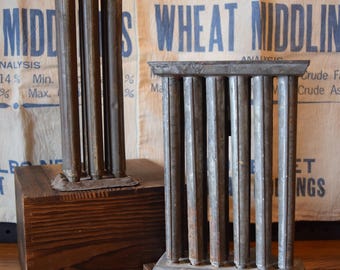 Antique Metal Candle Mold Set, Primitive Home Decor, Rustic Tin Mold Farmhouse Decor