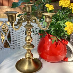 Vintage Solid Brass 5 Arm Candleabra