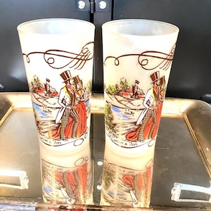 Currier & Ives 1950’s Frosted Glasses set of 2