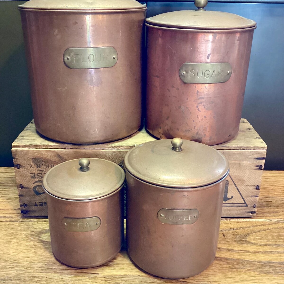 Vintage Copper Stackable Canister Set of 4- Etsy