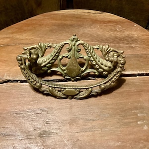 Antique Cast Brass Ornate Drop Bail Drawer Pull
