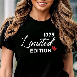 T-shirt 1975, T-shirt 50e verjaardag voor mannen, cadeau-ideeën voor aangepaste maand, vintage 1975 Design Limited Edition cadeau voor hem, Limited Edition 1975
