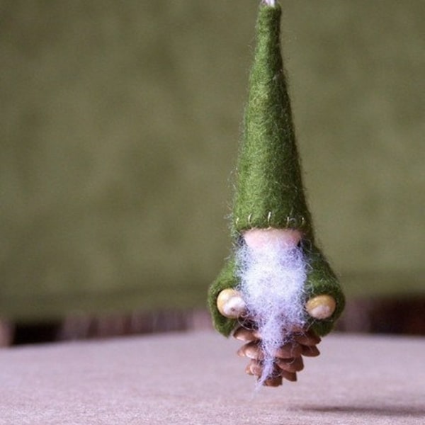 Wee Little Pine Cone Gnome- Woodsy Green (three to a set)