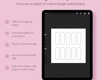 Plantilla de arte de uñas Procreate - Color sólido