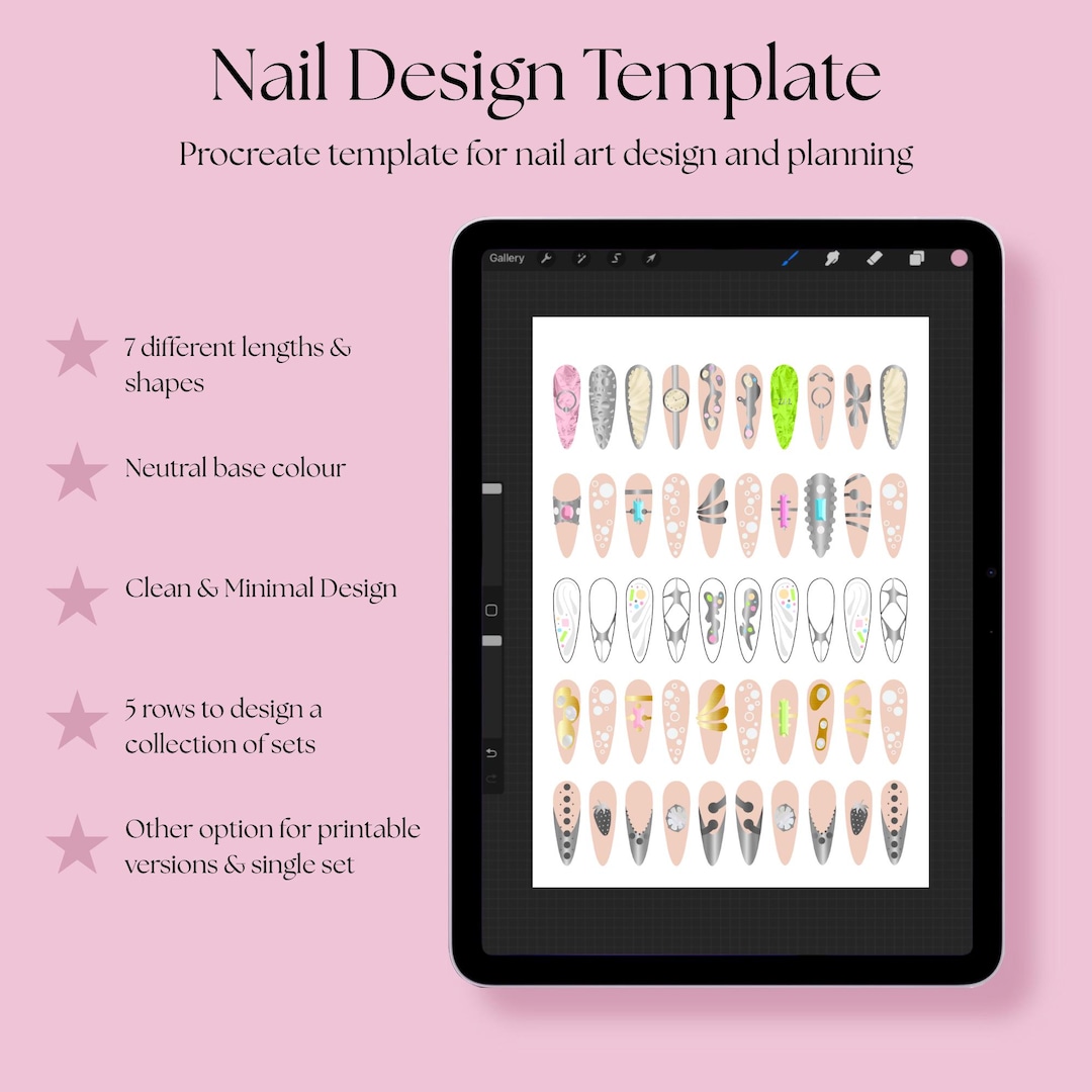 Procreate Nail Art Template Nail Set Collection Etsy
