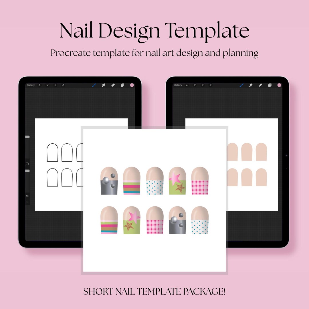 Procreate Nail Art Template Short Nails Etsy