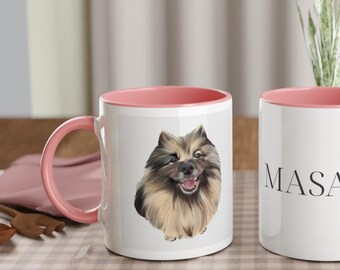MASA - Keeshond Coffee Mug | Personalised Dog Lover Gift | Custom Text 11oz Ceramic Mug