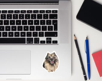 Keeshond Sticker | Fluffy Dog Vinyl Art | Hand-Drawn Dog Lover Gift (Waterproof)