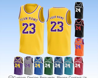 Custom Basketball Jersey, Personalized Name Number, Unisex Youth Team Uniforms, Printed or Embroidered, Basketball Gifts and Christmas Gifts