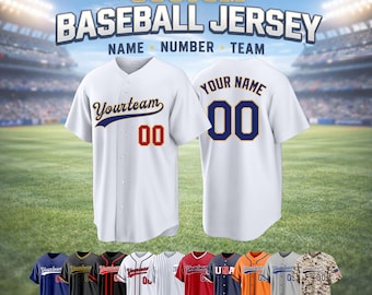 Benutzerdefinierte Baseball Jersey, personalisiertes Namensnummer Logo, genähte oder gedruckte Teamuniform, Geschenk für Männer Frauen Kinder, Sport Team Shirt