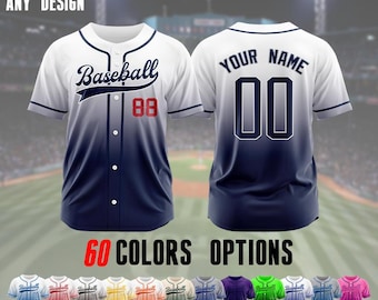 Custom Baseball Jersey Personalized Team Uniform Gradient Two-Tone Shirt Sports Fan Gift for Men Women Youth Game Day Apparel