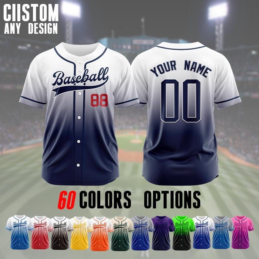 Custom Baseball Jersey Personalized Team Uniform Gradient Two-Tone Shirt Sports Fan Gift for Men Women Youth Game Day Apparel Custom Baseball Jersey Personalized Team Uniform Gradient Two-Tone Shirt Sports Fan Gift for Men Women Youth Game Day Apparel