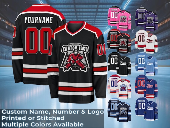 Custom Hockey Jersey Personalized Ice Hockey Team Uniform Name and Number Printed or Stitched Long Sleeve Men Women Kids Toddler Gift