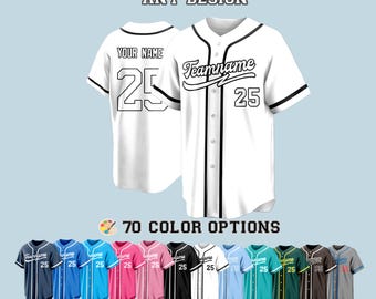 Custom Baseball Jersey with Embroidered Team Name and Number – Personalized Uniform for Sports Teams, Fans, Events and Gift Ideas