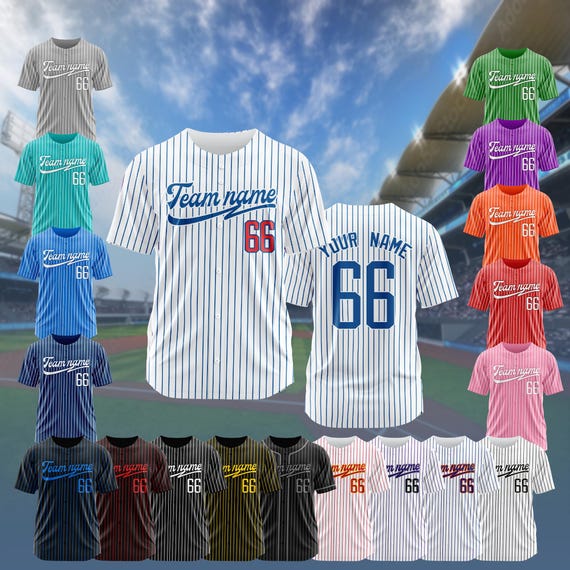 Personalized Striped Baseball Jersey, Custom Baseball Shirt with Name & Number, Custom Team Uniform, Men’s Baseball Fan Gift, Sports Jersey