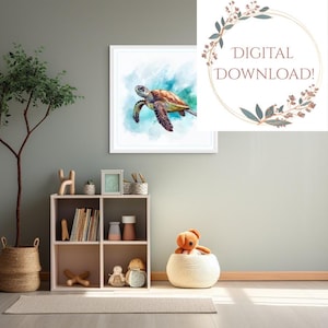 Watercolor Sea Turtle Print: Ocean Art, Coastal Decor (Digital Download)