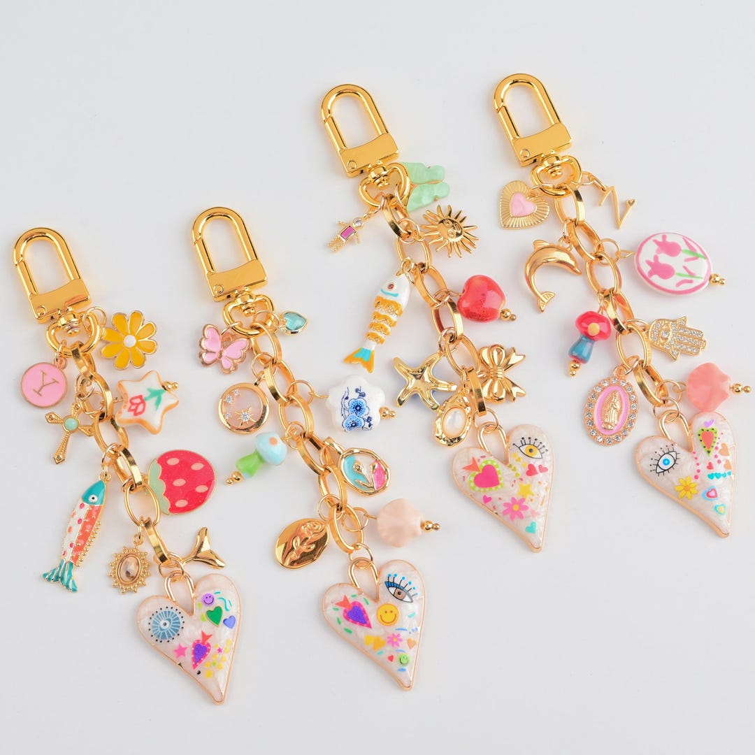 Charm For Keychains Custom Charm Keychain With Colorful Pendants – Personalized Bag Charm ...