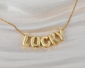 Personalized Tiny Balloon Initial Name Necklace, Mini Name Necklace, Minimalist Necklace, Personalized Gift, Gift For Her, Christmas Gift