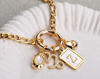Build Your Own Custom Charm Necklace, Gold Carabiner Necklace, Pick Your Charms, Vintage Chunky Necklace, Personalized Gift for Her